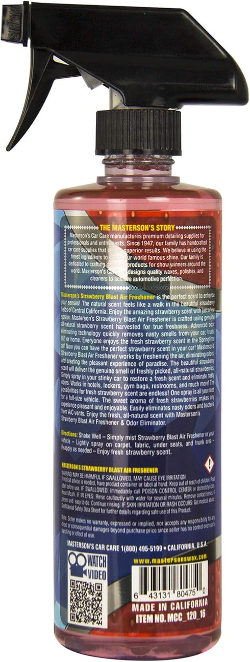 Masterson's Car Care MCC_120_16 Strawberry Blast Air Freshener - Premium Sprayable Scent for Cars, Home