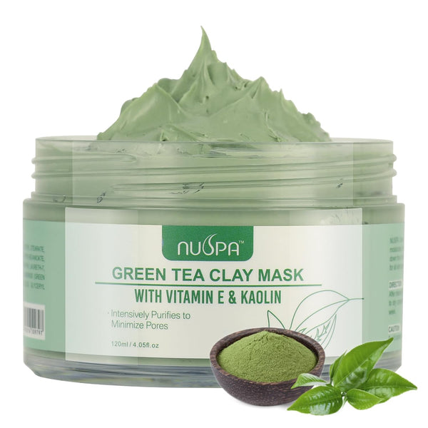Organic Green Tea Clay Face Mask - Wash Off Repairing Facial Mask for Anti Wrinkle & Dark Circle Treatment