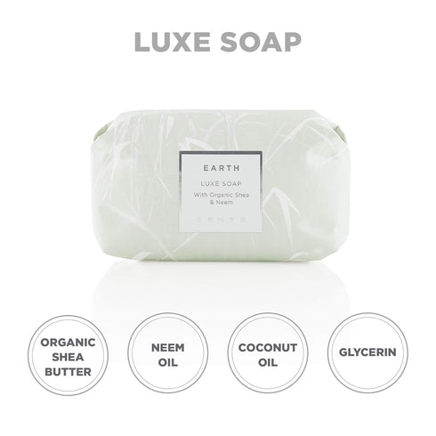 Zents Triple-Milled Luxe Bar Soap, Earth Fragrance, 5.7 oz, Moisturizing with Organic Shea Butter