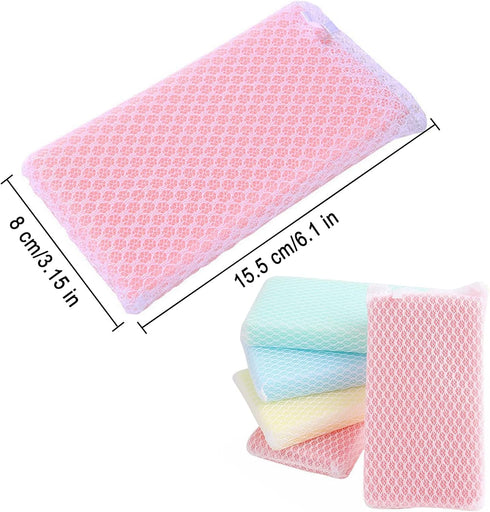 Kitchen Dishwashing Sponge Individually Wrapped, Multi-Purpose Mesh Net Scouring Pad, Odor-Free, 10 Pack for Travel