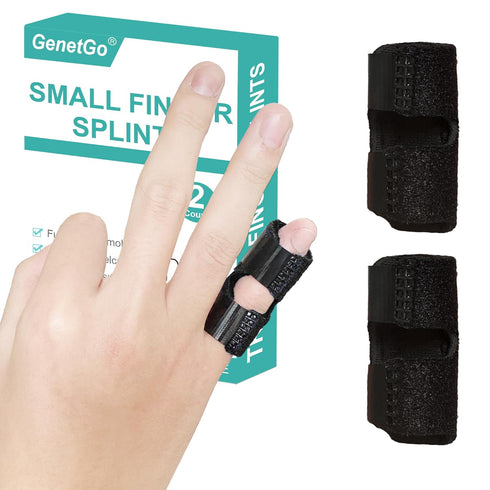 Small Trigger Finger Splint, 2 Pack Pinkie Finger Brace for Immobilization and Sport Injuries (Black)