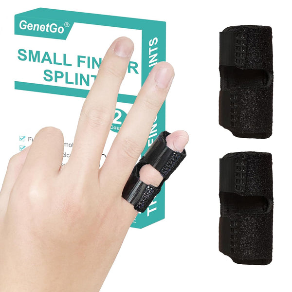 Small Trigger Finger Splint, 2 Pack Pinkie Finger Brace for Immobilization and Sport Injuries (Black)