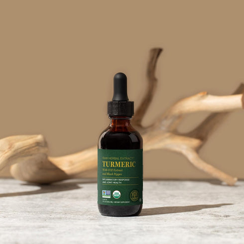 Global Healing Organic Turmeric Curcumin Supplement, 2 Fl Oz - with Black Pepper Extract for Joint Mobility Relief