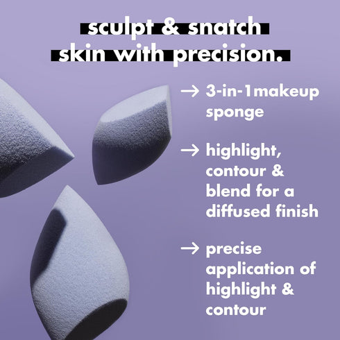 e.l.f. Precision Sculpting Sponge, 3-in-1 Sponge for Contouring & Blending to a Smooth Finish, Great for Cream & Powder