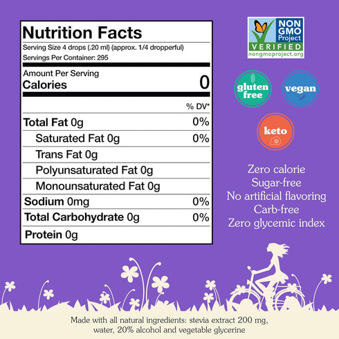 NuNaturals Clear Extract Stevia, Plant-Based Sweetener, Unflavored, 2oz Glass Bottle