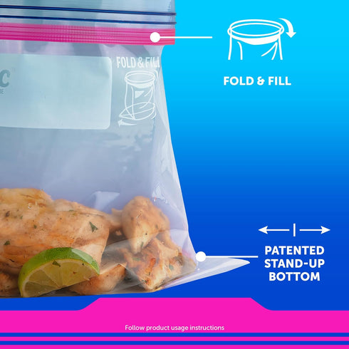 Ziploc Quart Food Storage Bags, Stay Open Design with Stand-Up Bottom, Easy to Fill, 100 Count