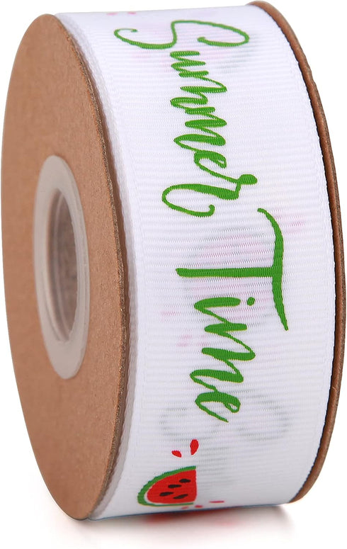 Watermelon Satin Craft Ribbon 40 Yards Red Green Black Fruit Printed for Gift Wrapping, DIY Bows, Party Decorations