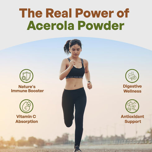 Go Nutra Organic Acerola Powder - Freeze Dried 18% Vitamin C Powder from Brazil - 8oz