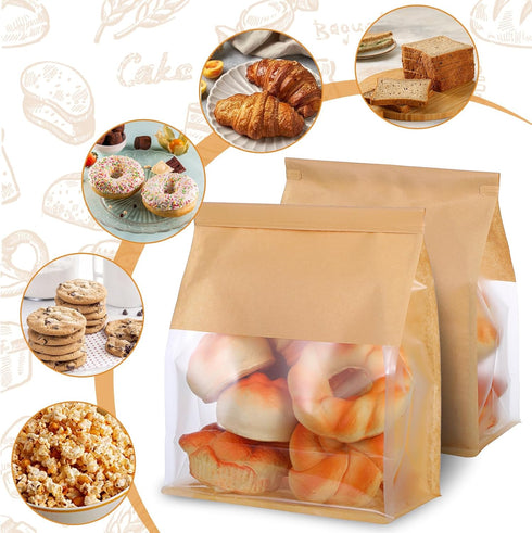 mekueeex 100 8.7 4.3 11 Inches Packaging PCS Paper Bread Bag for Homemade Breads, x x Kraft Bakery Bags with Tin Tie