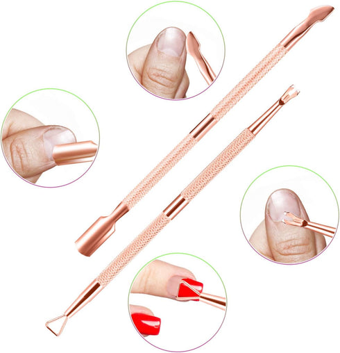 XUNXMAS Cuticle Trimmer and Remover with Pusher - Professional Stainless Steel Durable Pedicure Manicure Tools in Rose