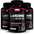 Force Factor L-Arginine 3-Pack - Nitric Oxide Supplement with BioPerine for Muscle, Blood Flow, Circulation