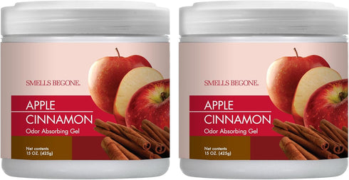SMELLS BEGONE Air Freshener Odor Absorber Gel, 15 oz, Pack of 2, Apple Cinnamon Scent