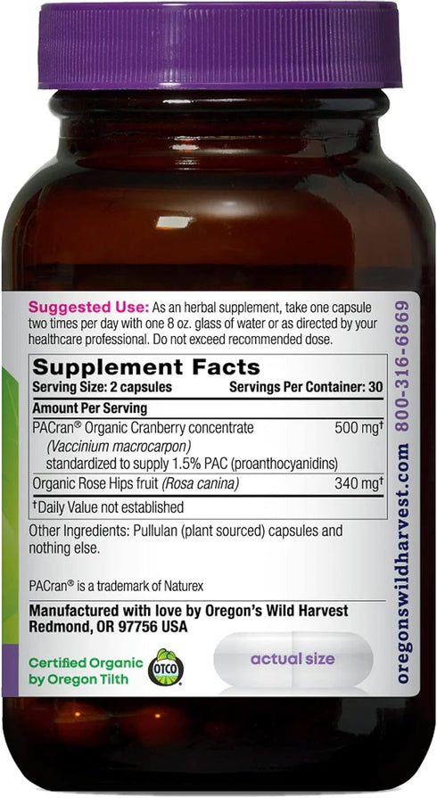 Oregon's Wild Harvest Non-GMO Gluten-free Cranberry, Organic Herbal Supplements, 60 Count
