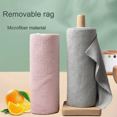 Reusable Cleaning Wipe Household Microfiber Towel Rolls Dish Rags Wash Paper Towel Replacement Accessories Pink