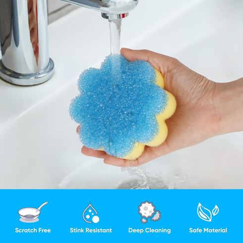 LAUNDRYLUX 3 Pack Scrub Sponge, Dual-Sided Temperature-Responsive Scrubber - Non-Scratch - Multipurpose Dish Sponges
