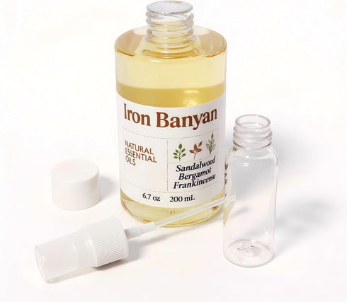Iron Banyan 200ML Sandalwood Bergamot Frankincense Essential Oil Blend - for Home Aromatherapy Diffuser