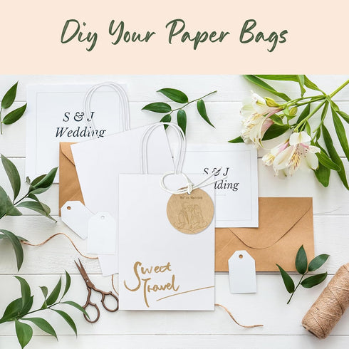 GSSUSA White Paper Bags, 5.25x3.75x8, 20 Pcs, Small Gift Bags with Handles for Shopping, Craft, Grocery