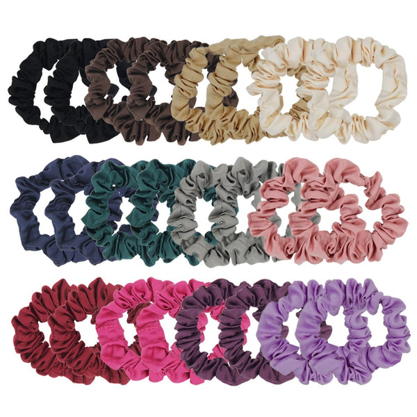 Set of 24Pcs Satin Hair Scrunchies, Rubber Bands, Elastic Hair Ties Ponytail Holder, Mix Colors
