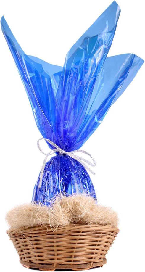 Blue Cellophane Wrap Roll, Translucent Blue Wrapping Paper, 16 Inch x 100 Ft for Gift Baskets