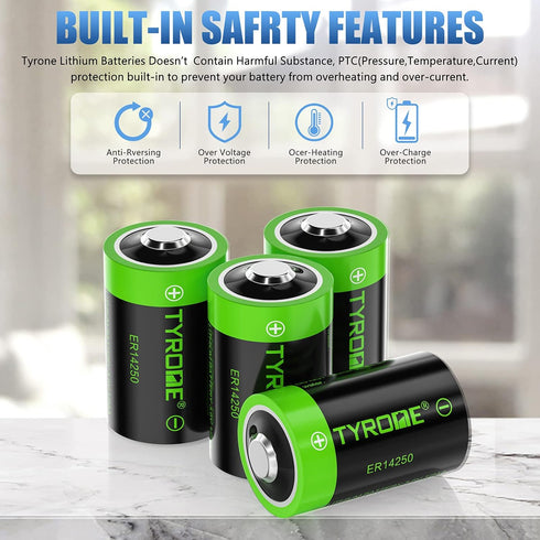 1/2 AA Size LS 14250 ER14250 3.6 Volt 1200 mAh Lithium Batteries, 4 Pack, Compatible with Dogwatch Collar