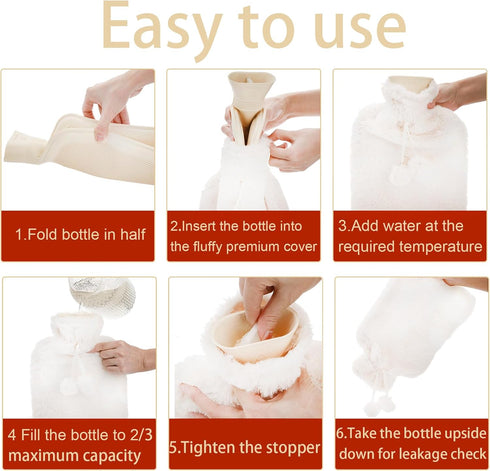 Set 2 2 WUWEOT of Hot Water Bottle with Soft Cover, Liter Rubber Water Pad, Hot Compress Bag and Cold Therapy Bag