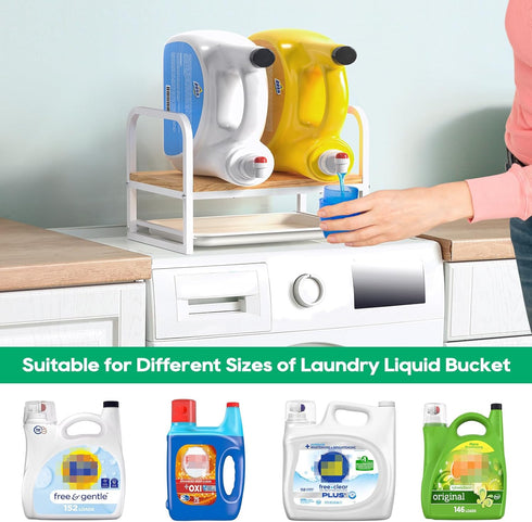 Laundry Detergent Holder, Liquid Detergent Organizer with Drip Tray for Laundry Room Organization (White)