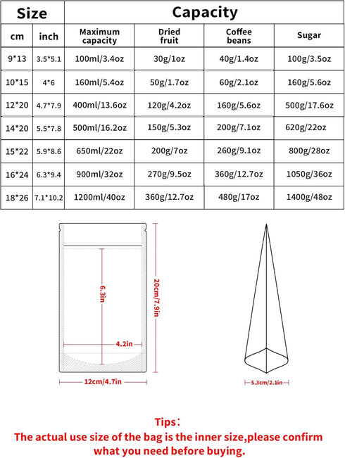 100 Pack Smell Proof Bags, 4.7" x 7.9" Resealable Bags with Matte Window, Foil Pouch Stand Up Sealable Bags for Packaging (White)