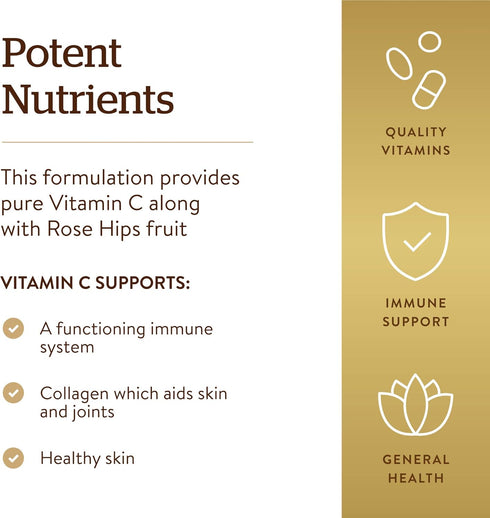 Solgar Vitamin C 500 mg with Rose Hips, 250 Tablets, Antioxidant & Immune Support, Non-GMO, Vegan, Gluten Free