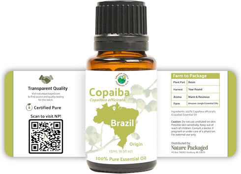 Copaiba Essential Oil - Pure Essential Oil from Brazil for Diffusers at Home | 100% Therapeutic Grade (15ml)