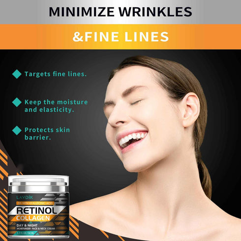 Retinol Cream for Face, Hyaluronic Acid Moisturizer, Anti-Aging Collagen Cream for Women and Men, 1.7 FL OZ