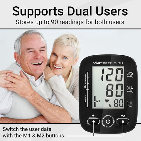Automatic Blood Pressure Machine - Upper Arm Digital Pulse Monitor with Large LCD Display