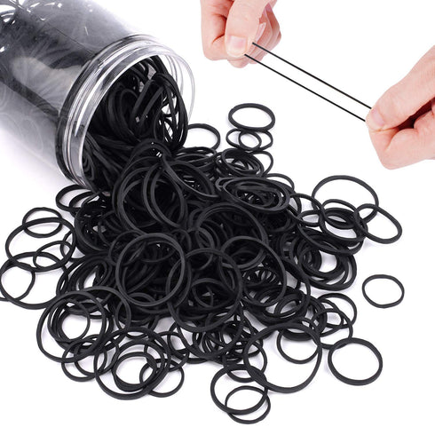 HOYOLS Assorted Size Small Rubber Bands, Black Elastics Hair Ties for Kids (600pcs)