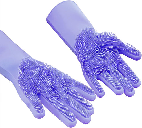 Angel Wings Magic Dish Washing Gloves with Scrubber, Silicone Reusable Cleaning Gloves