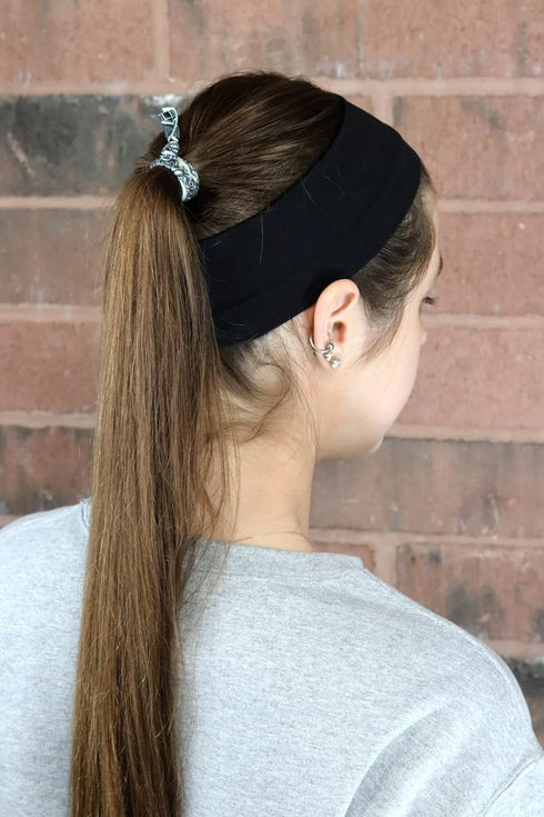 Kenz Laurenz Black Hair Ties, 20 Pack, No Crease Ouchless Elastic Ponytail Holders