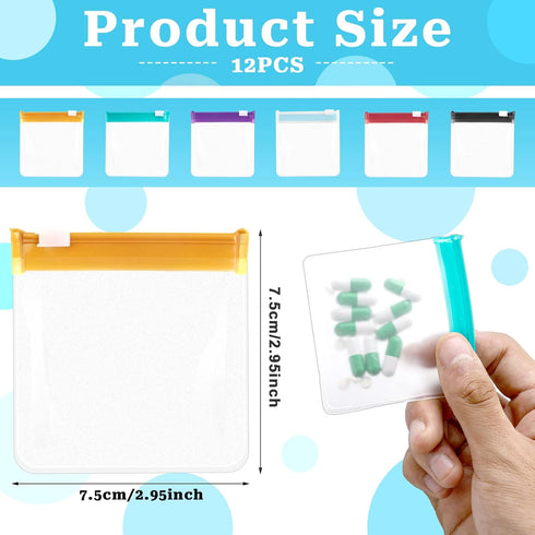 Sliverdew (12 Zippered Pill Pouch Reusable Pill Pouch Bags Storage Pouches with Slide Lock Pill Bags Small Portable