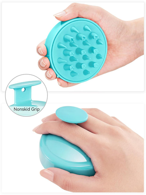HEETA Hair Scalp Massager for Hair Growth, Shampoo Brush, Soft Silicone Bristles for Dandruff Removal, Green