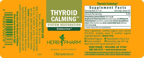 Herb Pharm Thyroid Calming Liquid Herbal Formula for Endocrine System Support - 1 Ounce