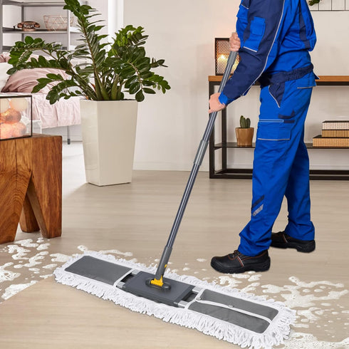 MASTERTOP Professional Industrial Dust Mop with 3 Microfiber Mop Pads and Telescopic Aluminum Handle