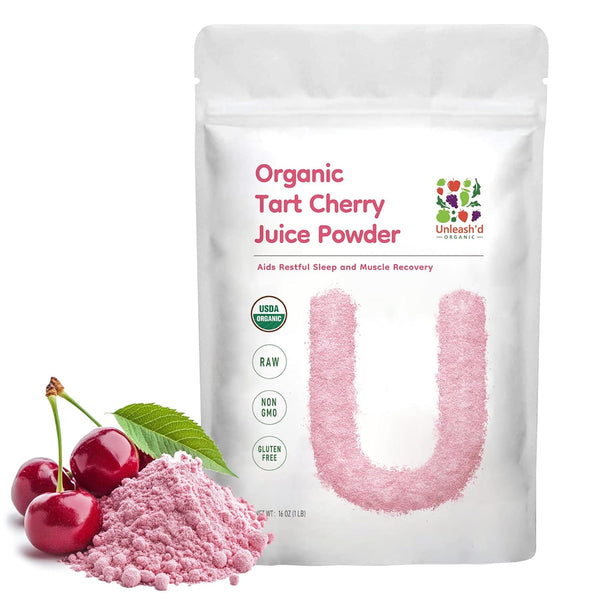 UNLEASH'D ORGANIC Organic Tart Cherry Juice Powder 16 oz 100% Pure Natural Superfood, Rich