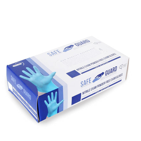 Safeguard Nitrile Disposable Gloves, Powder Free, Food Grade, 100 Pc, Medium