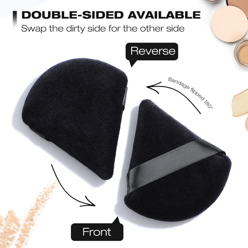 WSYUB Blender Puff, 4Pcs Pure Cotton Face Soft Triangle Wedge Makeup Pad for Undereye - Black