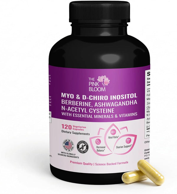 The Pink Bloom Myo & D-Chiro Inositol 40:1 Ratio 120 Capsules | Myo Inositol Supplement