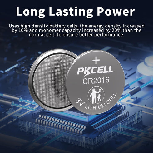 PKCELL 10 Pack CR2016 CR2016 3V Battery Lithium Battery for Car Remote Control,Watch Batteries Replacement