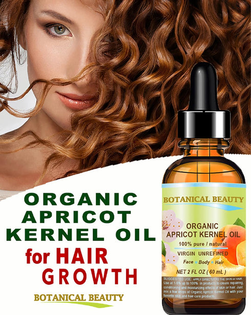 ORGANIC APRICOT KERNEL OIL 100% Pure Virgin Unrefined Cold Pressed Carrier Oil 2 oz-60 ml for Face Hair Body Skin