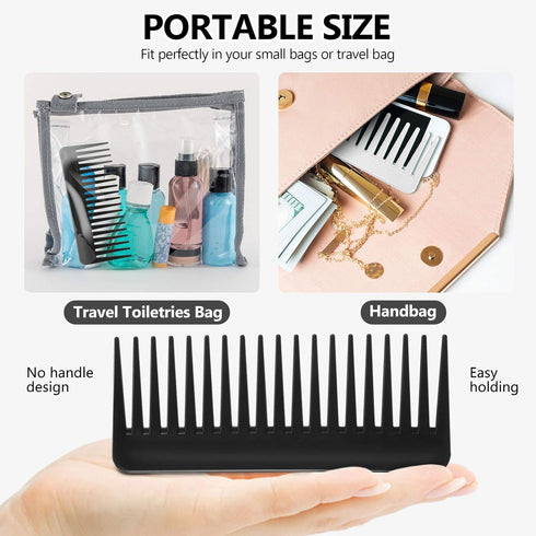 Large Hair Detangling Comb - Wide Tooth Comb for Curly Hair, No Handle Styling Comb (Black, White)