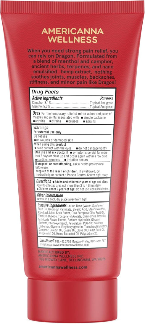 Dragon Pain Relieving Lotion, 3.4oz Regular Strength for Muscle and Joint Discomfort Relief, Quick Absorb