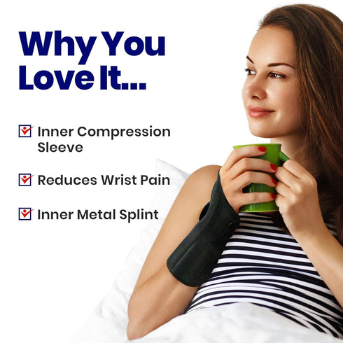 Carpal Tunnel Wrist Brace - Night Support Splint & Compression Sleeve for Pain Relief (Small, Right)