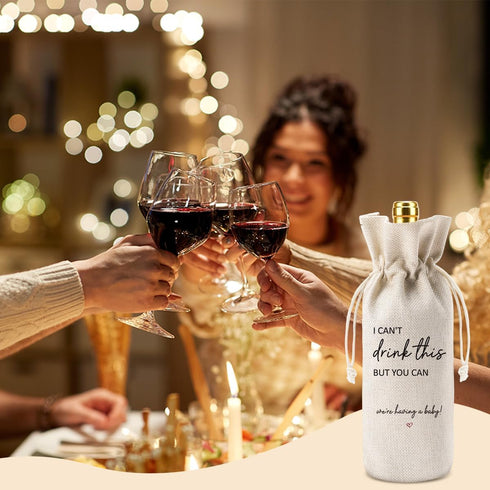 XFW Cute Pregnancy Announcement Wine Bag Baby Coming Soon Hanging Ornament Pregnancy Announcement for Grandparents Aunt