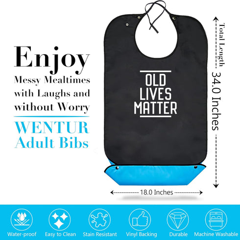 Women(1 Pack) Adult Bibs for Men Washable -Funny Adult Bibs for Eating with Crumb Catcher -Birthday Gag Gifts