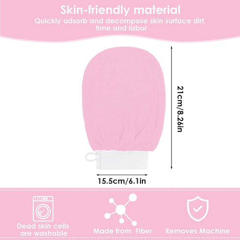 Exfoliating Glove Body Scrubber, 1 PC Korean Washcloth for Deep Scrub, Loofah Cleansing Mitts, Pink